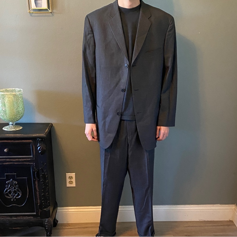 DKNY Men's Dark Charcoal Relaxed-Fit Suit